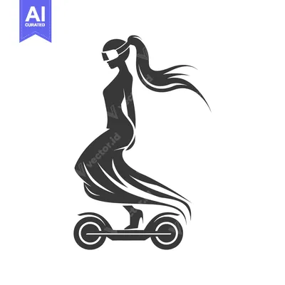 Aset premium populer: Woman Riding an Electric Scooter with Long Flowing Hair