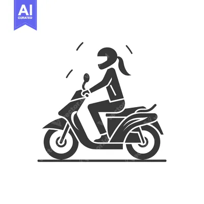 Woman riding a scooter with a helmet
