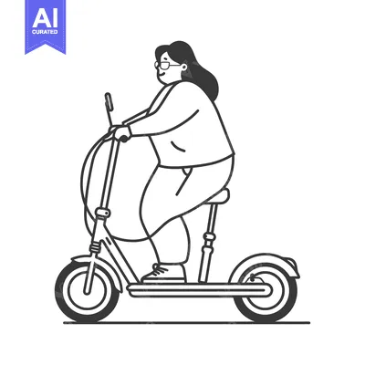 Woman Riding Electric Scooter with Glasses