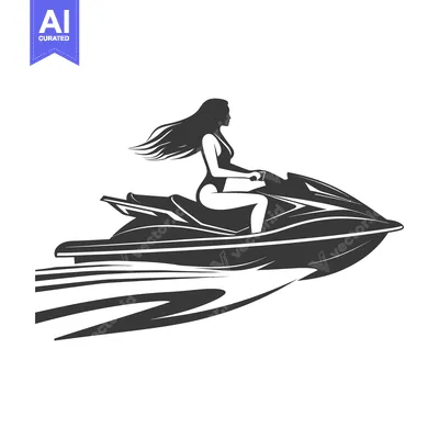 Woman Riding Jet Ski With Long Flowing Hair