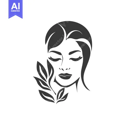 Woman's Face with Eyes Closed and Floral Detail