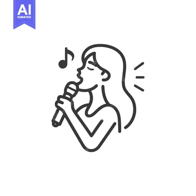 Woman singing into a microphone with a musical note above her head