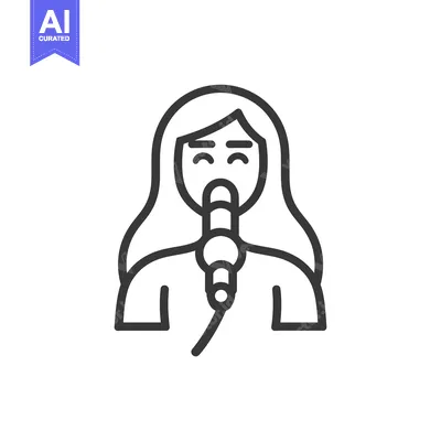 Woman Singing into a Microphone with Long Hair