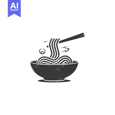 Aset desain premium: A bowl of noodles being lifted by chopsticks