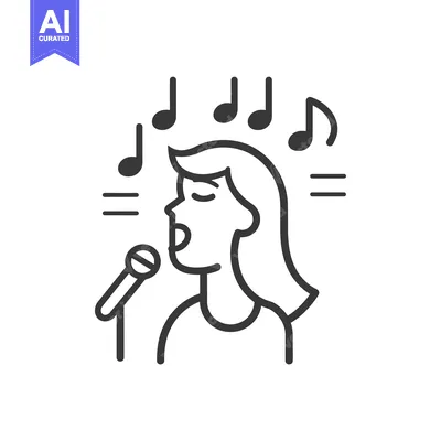 Woman Singing into Microphone with Music Notes Above Her Head