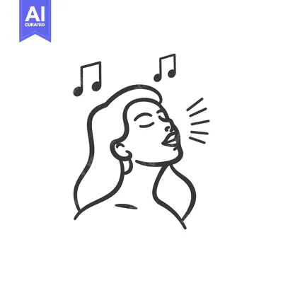 Woman Singing With Closed Eyes and Music Notes Above Her Head