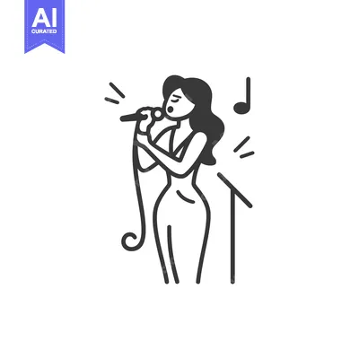 Woman Singing with Microphone on Stage