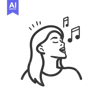 Woman Singing with Musical Notes Above Her Head