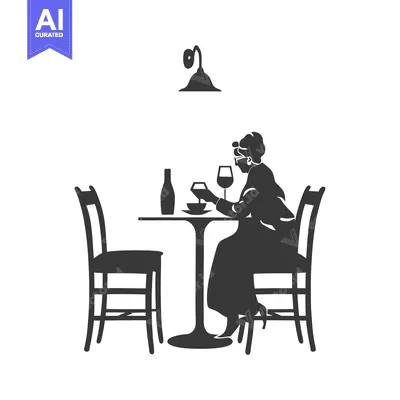 Woman Sitting Alone at a Table with a Glass of Wine