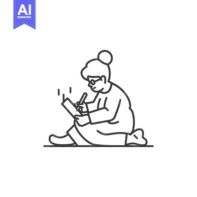Woman Sitting and Writing in a Notebook with a Pen