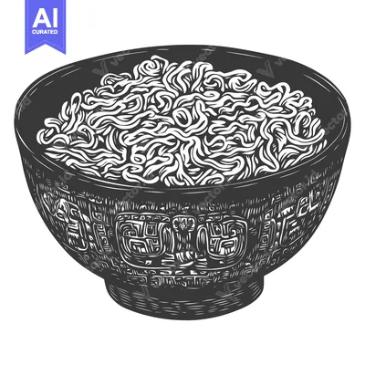 A Bowl of Noodles in a Detailed, Ornate Bowl