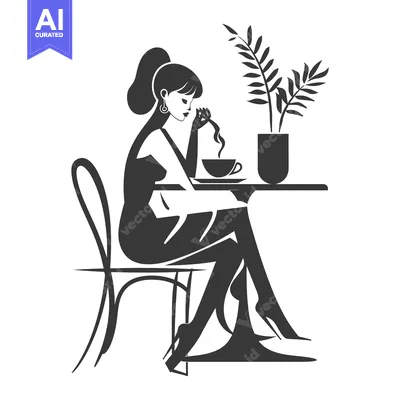 Woman Sitting at a Table Enjoying a Cup of Coffee