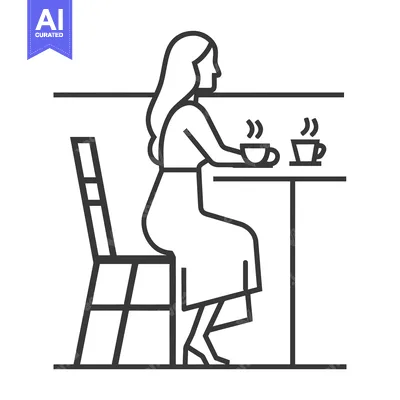 Woman Sitting at a Table with a Cup of Coffee