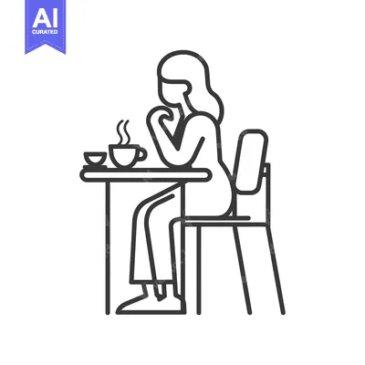 Woman Sitting at a Table with a Cup of Coffee