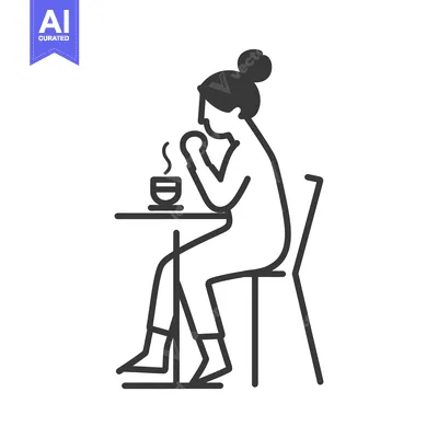 Woman Sitting at a Table with a Cup of Coffee