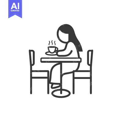 Woman Sitting at a Table with a Cup of Coffee