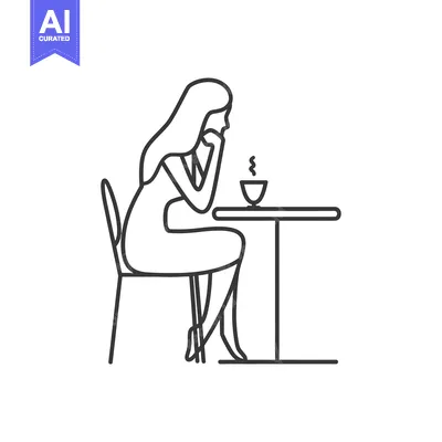 Woman Sitting at a Table with a Cup of Hot Drink
