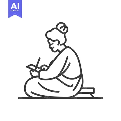 Woman Sitting Cross-Legged Writing in a Notebook