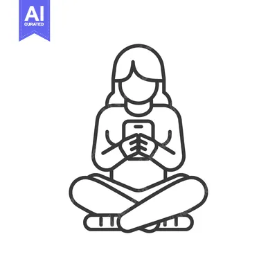 Woman Sitting in a Cross-Legged Position Using a Smartphone