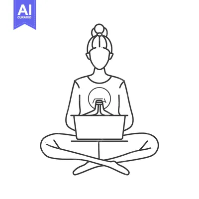 Woman sitting in a lotus pose with a laptop
