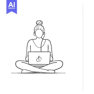 Woman Sitting in a Lotus Position with a Laptop and Headphones