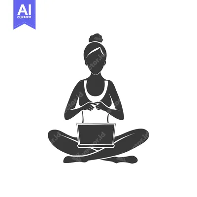 Woman Sitting in a Yoga Position with a Laptop