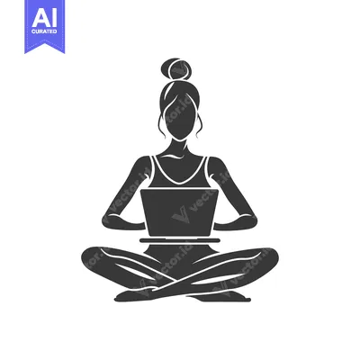 Woman Sitting in Lotus Position Holding a Laptop