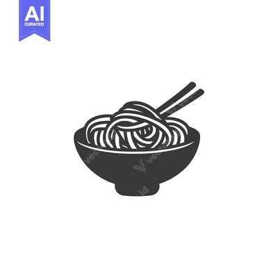 Aset desain premium: A Bowl of Noodles with Chopsticks