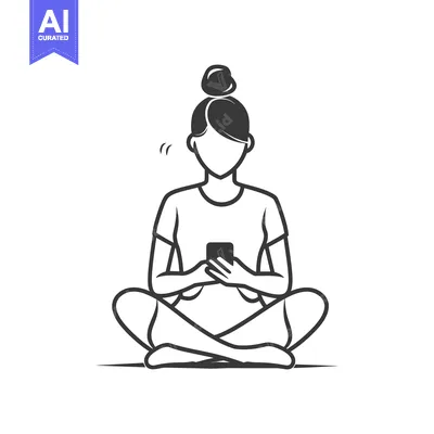 Woman Sitting in Lotus Position Holding a Smartphone