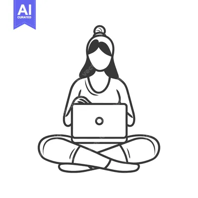 Woman Sitting in Lotus Position Using a Laptop