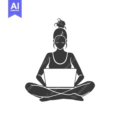 Woman Sitting in Lotus Position Using Laptop