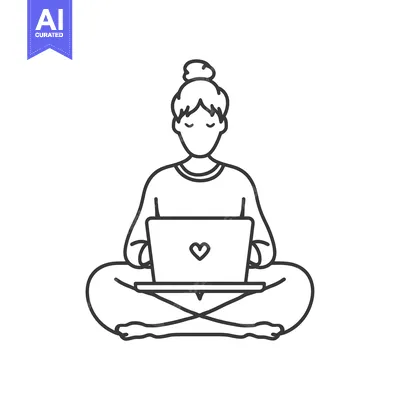 Woman Sitting In Lotus Position With Laptop