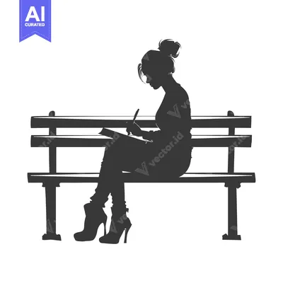 Woman Sitting on a Bench and Writing in a Notebook