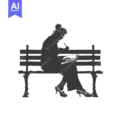 Woman Sitting on a Bench Writing in a Book