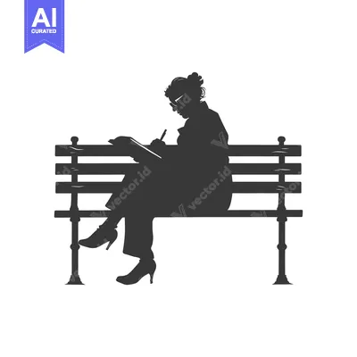 Woman Sitting on a Bench Writing in a Notebook