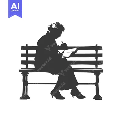 Woman Sitting on a Bench Writing in a Notebook