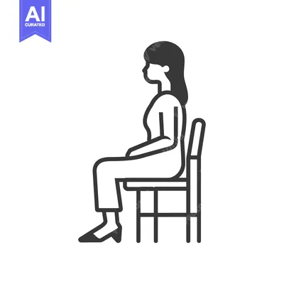 Woman Sitting on a Chair, Side View, Outline Icon