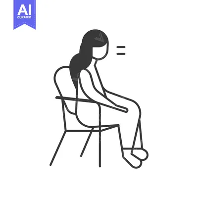 Woman Sitting on a Chair, Simple Line Art Illustration