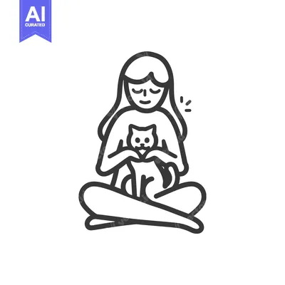 Woman Sitting with a Cat in Her Arms