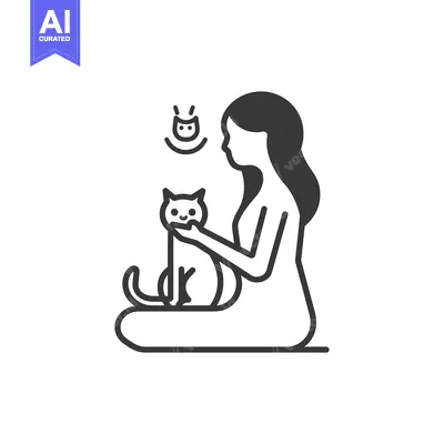 Woman Sitting with Cat in Her Lap