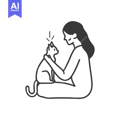 Woman Sitting with Cat on Her Lap