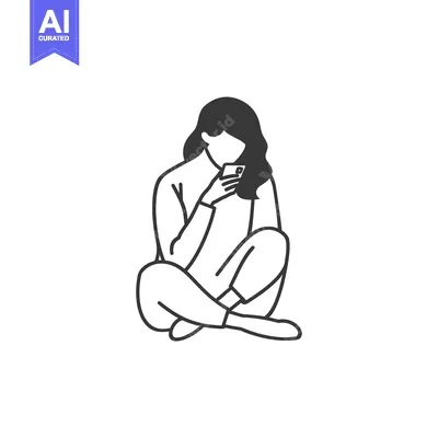Aset premium populer: Woman Sitting with Legs Crossed, Using Smartphone