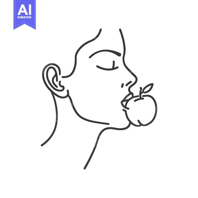 Aset premium populer: Woman's Profile with an Apple in Her Mouth