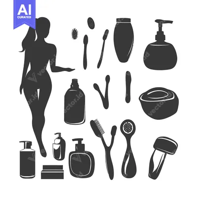 Woman's Silhouette with a Collection of Beauty and Bath Products