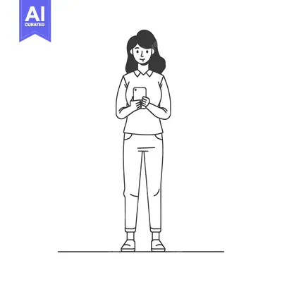 Woman Standing and Holding a Smartphone