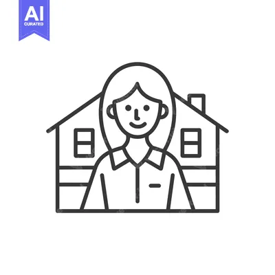Woman Standing in Front of a House Icon