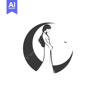 Woman Standing Inside a Crescent Moon