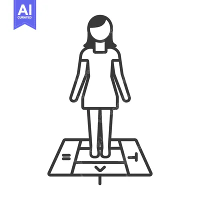 Woman Standing on a Dance Pad with Arrows