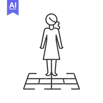 Woman standing on a grid pattern