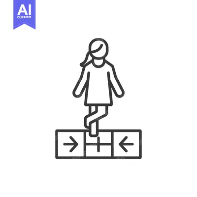 Woman Standing on a Platform with Arrows
